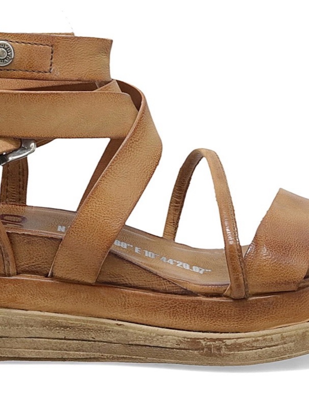 A.S.98 Women's Cognac Leather Strappy Platform Sandals